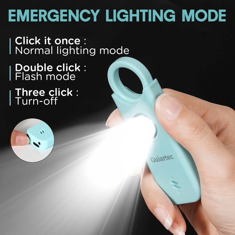 Guiartec Rechargeable Personal Safety Alarm for Women, 135 dB Loud Self Defense Keychain Siren with LED Strobe Light, Personal Emergency Security Safe Devices Key Chain Alarms for Women Kids Elderly (Aqua) - Image 4